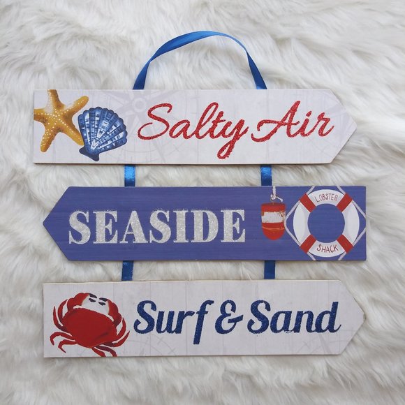 New! Faux Wooden Nautical Beach Home Decor (2 pc) - Picture 1 of 8